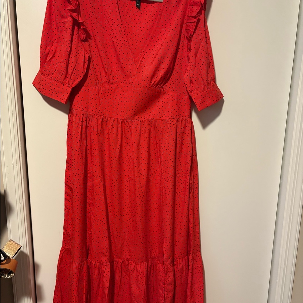 Elegant Red Heart Print Dress